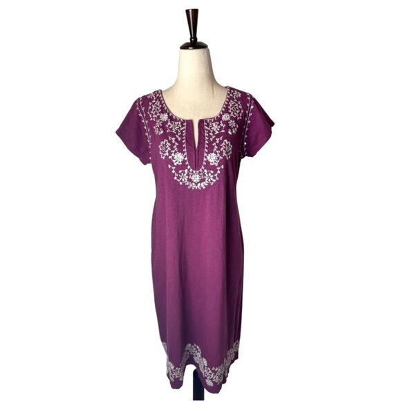 Soft Surroundings Dress Women Small Petite Purple‎ Embroidered Beaded Boho - Picture 1 of 13